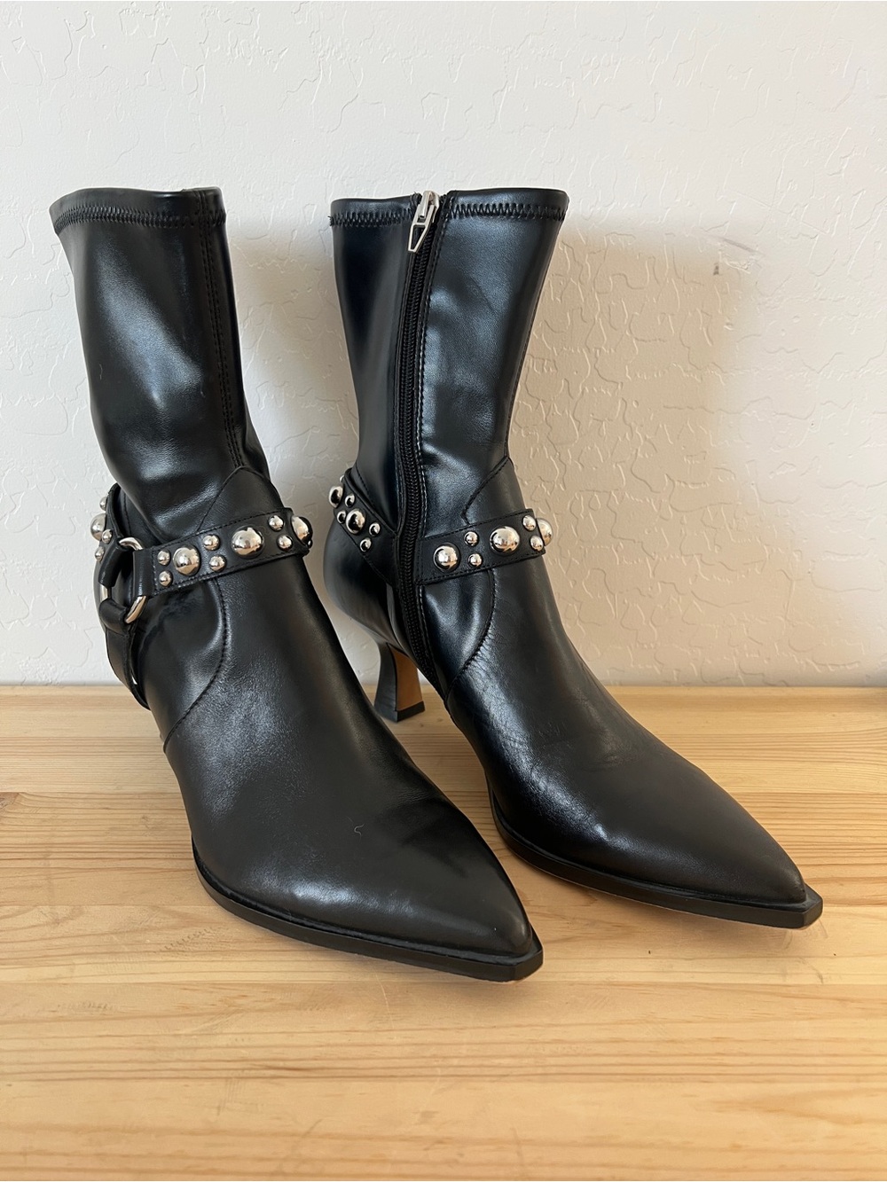 Dolce Vita Azalea Black Pointed Toe Studded Booties
